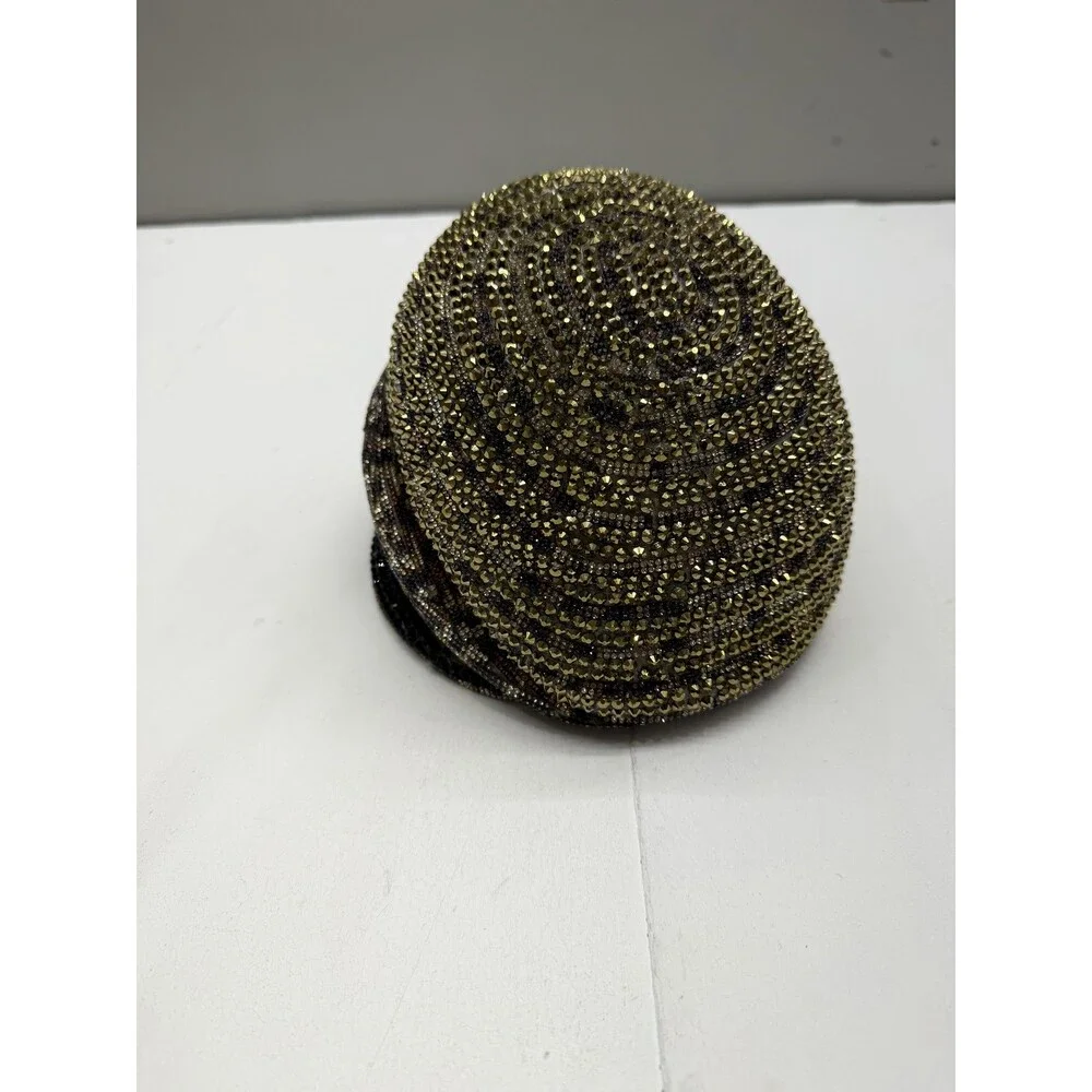 Charles Zawan Hat Skull Cap Fitted Womens One Size Multicolor Velvet Rhinestone